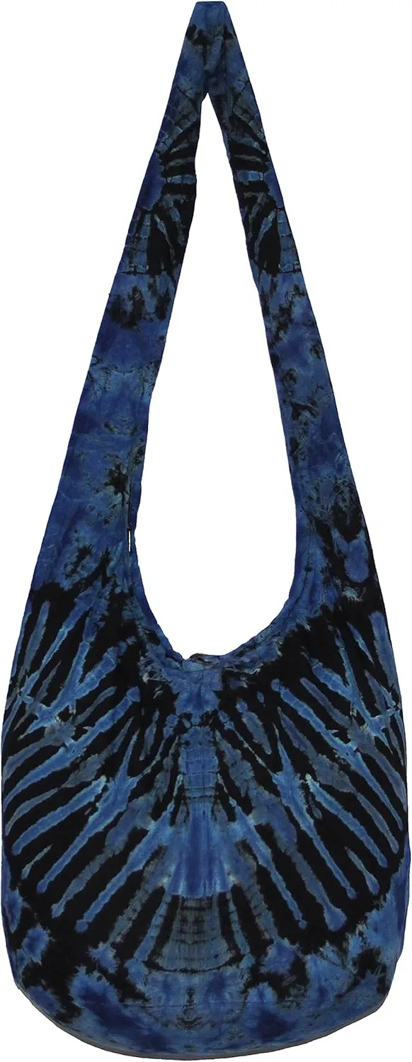 TIE DYE Bohemian Hipster Hobo Boho Hippie Crossbody Bag Purse Black Tone 39"