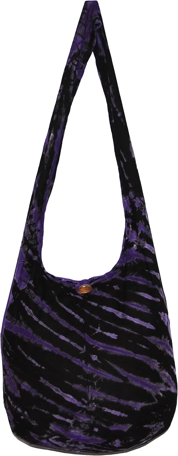 TIE DYE Bohemian Hipster Hobo Boho Hippie Crossbody Bag Purse Black Tone 39"