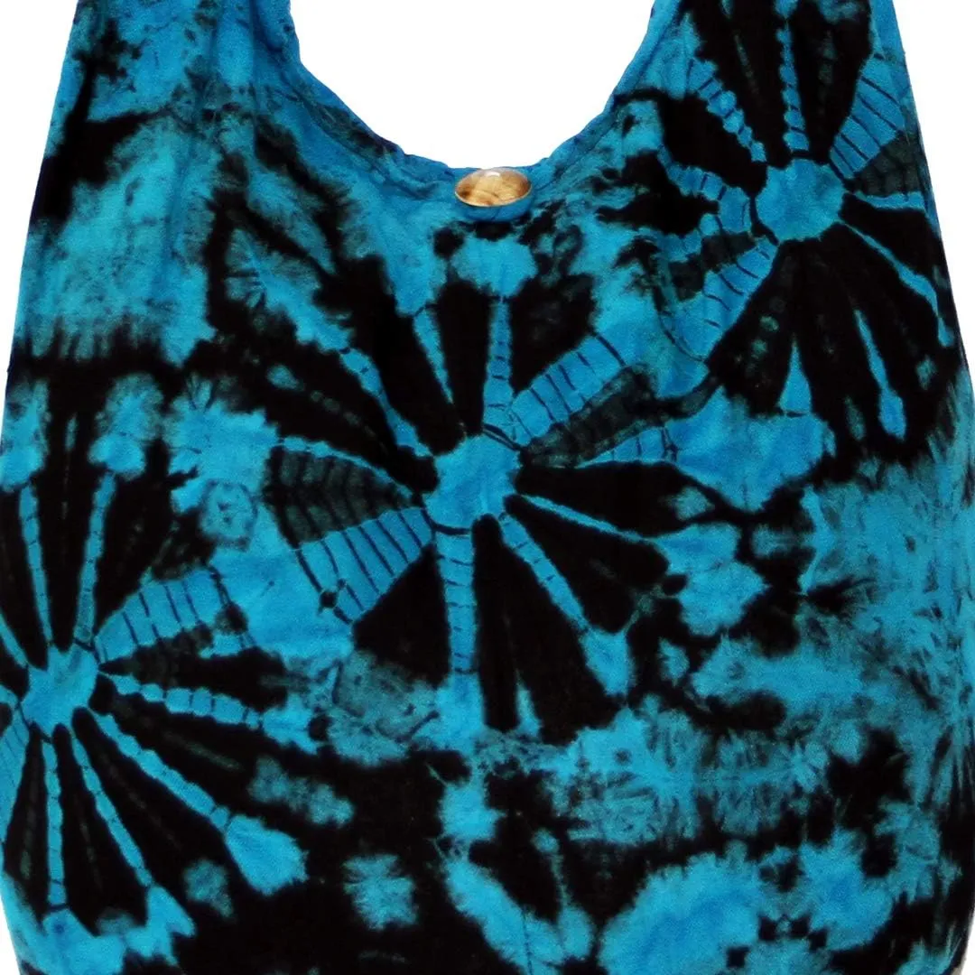 TIE DYE Bohemian Hipster Hobo Boho Hippie Crossbody Bag Purse Black Tone 39"