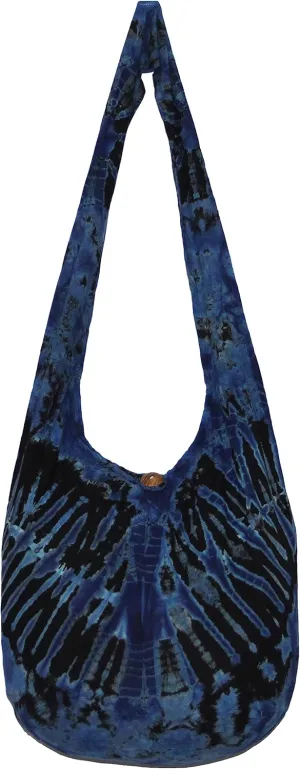 TIE DYE Bohemian Hipster Hobo Boho Hippie Crossbody Bag Purse Black Tone 39"