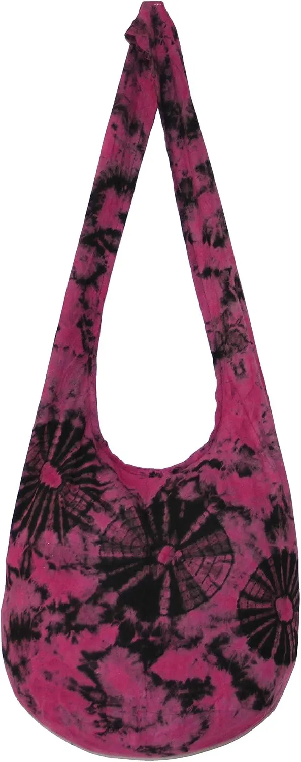 TIE DYE Bohemian Hipster Hobo Boho Hippie Crossbody Bag Purse Black Tone 39"