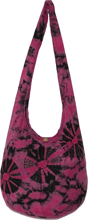 TIE DYE Bohemian Hipster Hobo Boho Hippie Crossbody Bag Purse Black Tone 39"