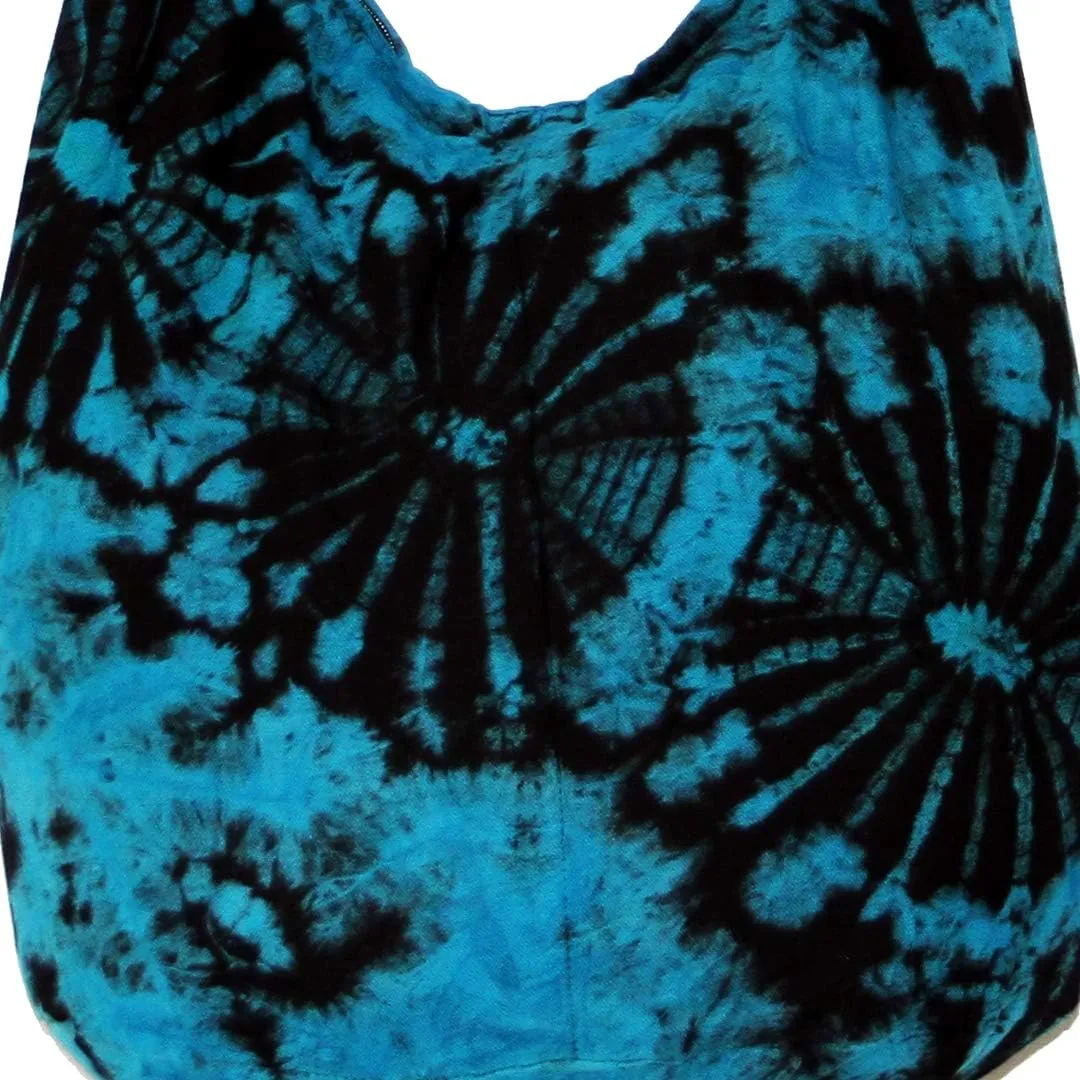 TIE DYE Bohemian Hipster Hobo Boho Hippie Crossbody Bag Purse Black Tone 39"