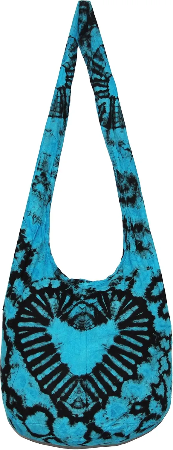 TIE DYE Bohemian Hipster Hobo Boho Hippie Crossbody Bag Purse Black Tone 39"