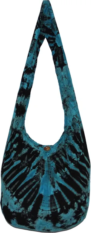 TIE DYE Bohemian Hipster Hobo Boho Hippie Crossbody Bag Purse Black Tone 39"
