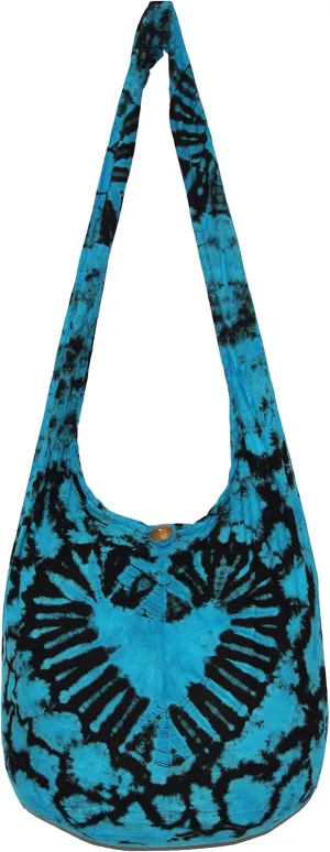 TIE DYE Bohemian Hipster Hobo Boho Hippie Crossbody Bag Purse Black Tone 39"