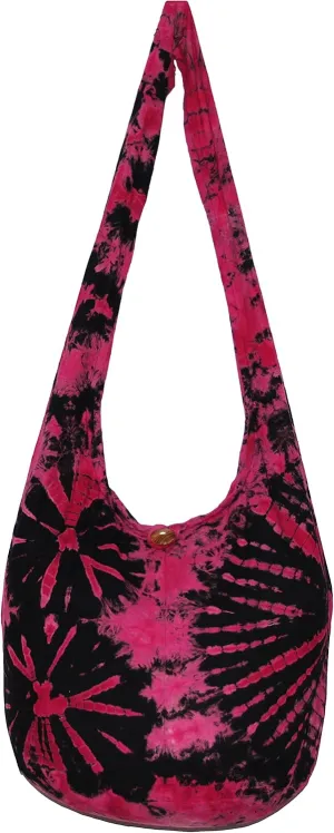 TIE DYE Bohemian Hipster Hobo Boho Hippie Crossbody Bag Purse Black Tone 39"