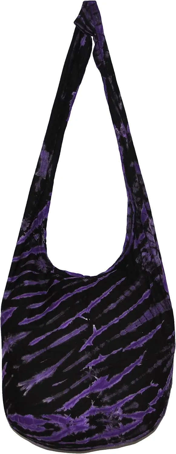 TIE DYE Bohemian Hipster Hobo Boho Hippie Crossbody Bag Purse Black Tone 39"