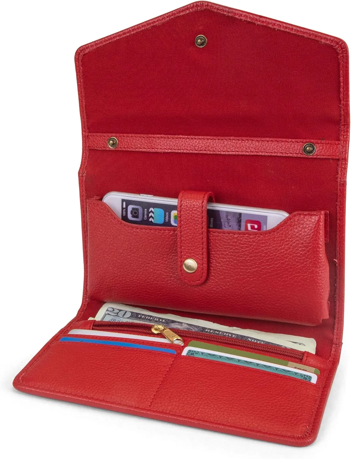 Timberland Women's Rfid Leather Crossbody Wallet Phone Bag With Detachable Crossbody Strap, Cherry (Pebble), One Size