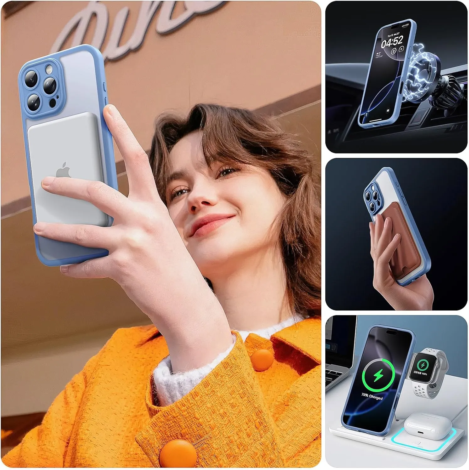 TOCOL Magnetic for 16 Pro Light Blue Case, Upgraded Full Camera Protection, Compatible with Magsafe, Drop Protection, Translucent Matte Back Bumper for iPhone 16 Pro 6.3-Inch (Light Blue)