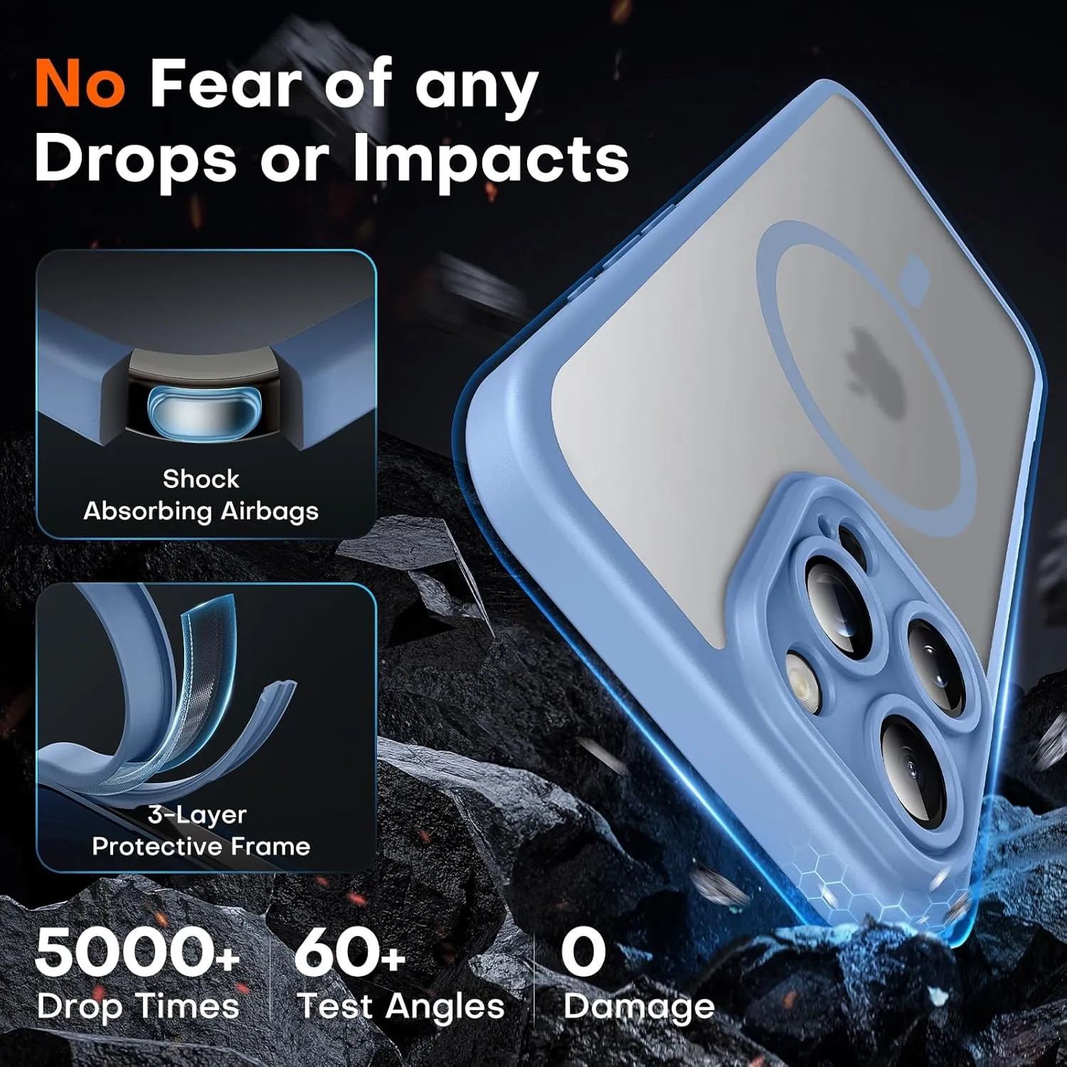 TOCOL Magnetic for 16 Pro Light Blue Case, Upgraded Full Camera Protection, Compatible with Magsafe, Drop Protection, Translucent Matte Back Bumper for iPhone 16 Pro 6.3-Inch (Light Blue)