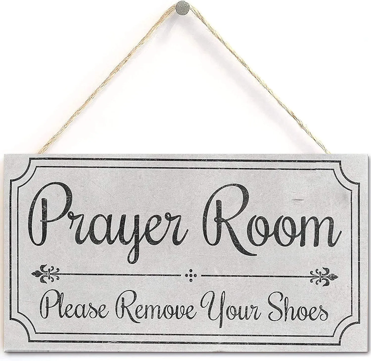 TOMATO FANQIE Prayer Room Please Remove Your Shoes' - Door Sign - Handmade Shabby Chic Wooden Door Sign/Plaque Wooden Hanging Sign 5" X 10" (US-G041)