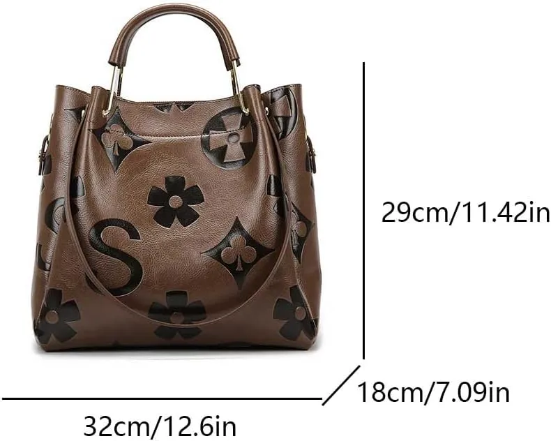 Top Handle Bag Floral Embossed Bucket Bag Crossbody Bags For Women Trendy Shoulder Purse Designer Handbag