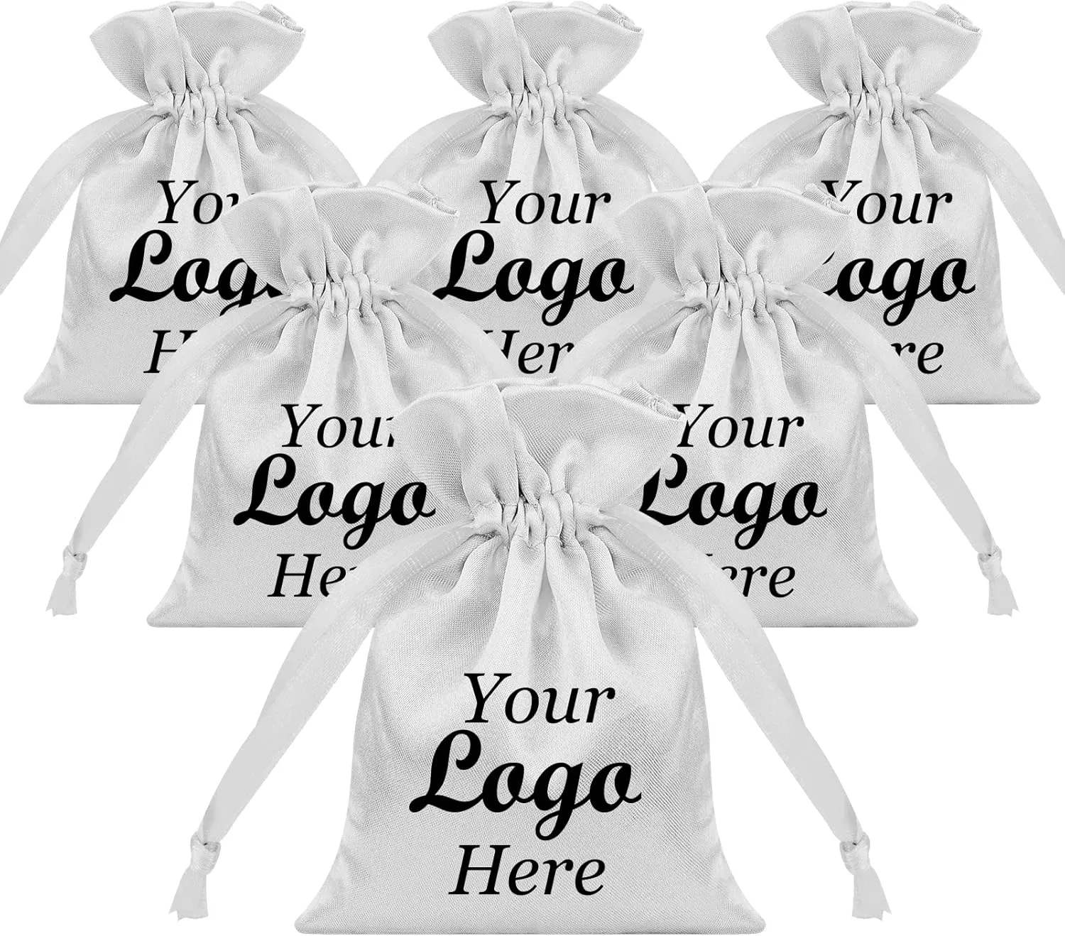 TopTie Custom 50 PCS Satin Gift Wrap Bags 4x6 Inches, Design Your Jewelry Drawstring Bags with Logo