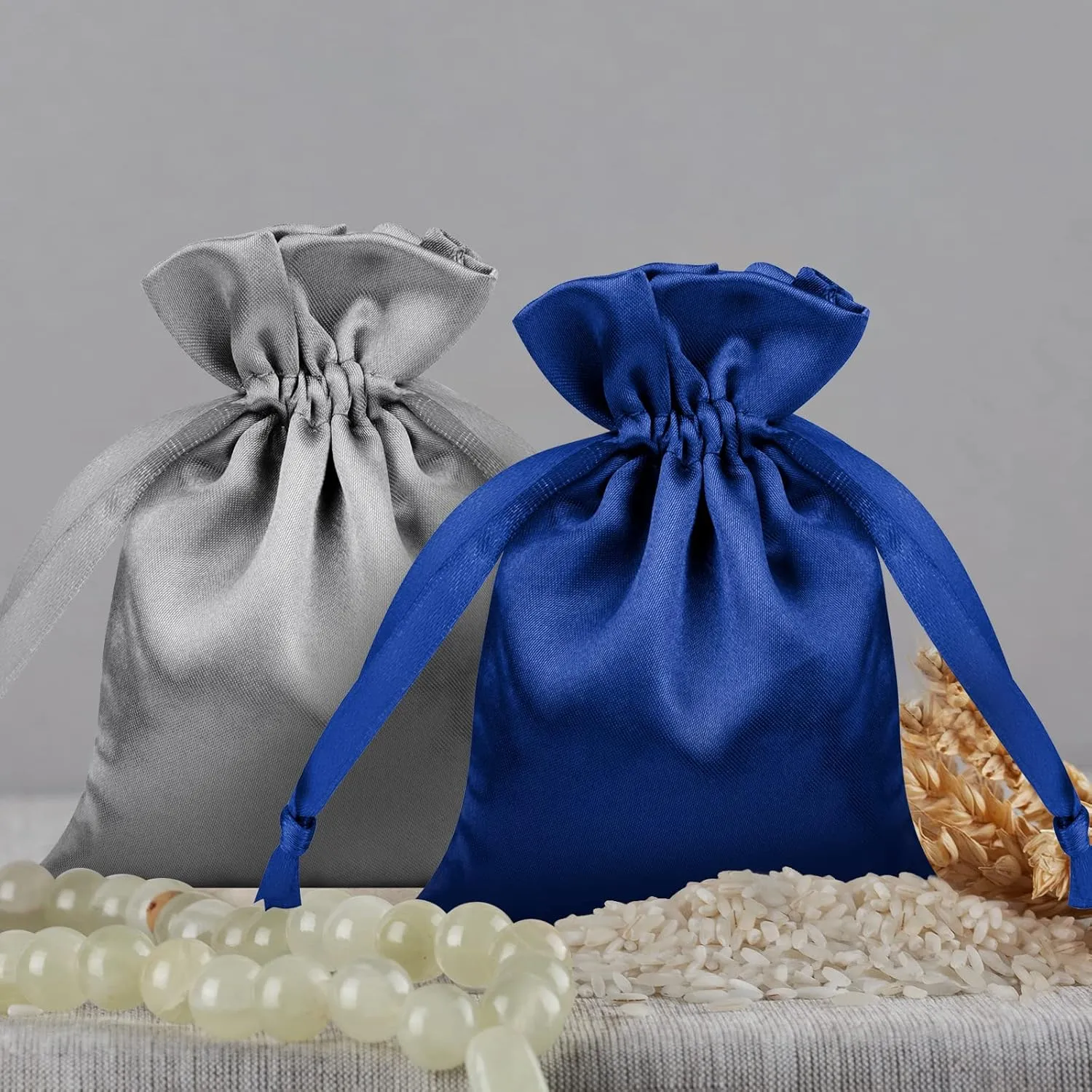 TopTie Custom 50 PCS Satin Gift Wrap Bags 4x6 Inches, Design Your Jewelry Drawstring Bags with Logo