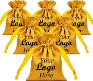 TopTie Custom 50 PCS Satin Gift Wrap Bags 6x8 Inches, Design Your Jewelry Drawstring Bags with Logo