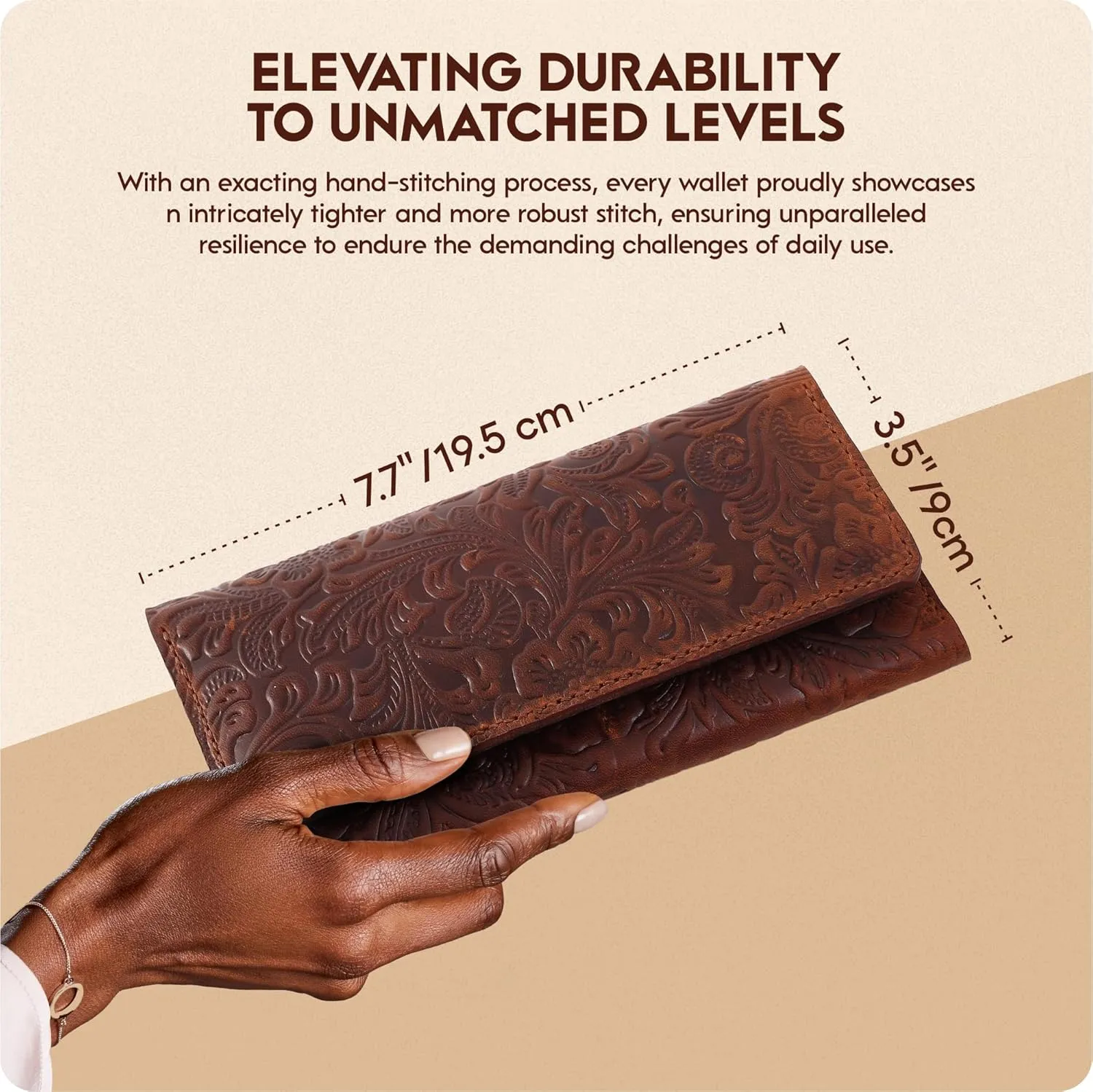 Toros Craft Handmade Western Wallets for Women, Genuine Tooled Leather & Long Credit Card Holder, Cowhide Slim Cell Phone Case, Large Capacity, Cute Clutch & Purse & Handbag