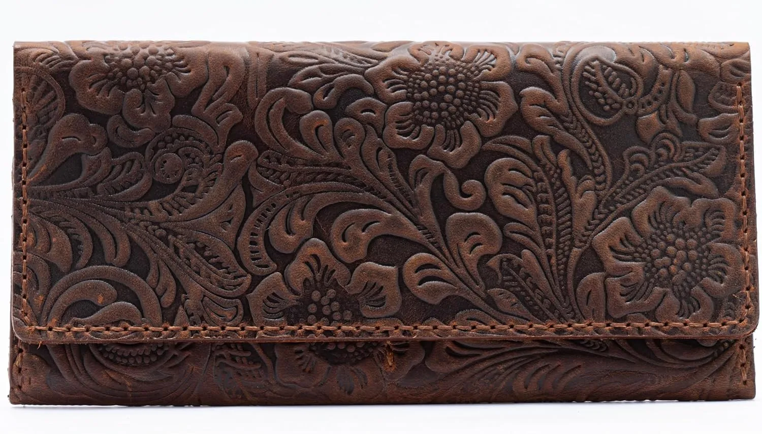 Toros Craft Handmade Western Wallets for Women, Genuine Tooled Leather & Long Credit Card Holder, Cowhide Slim Cell Phone Case, Large Capacity, Cute Clutch & Purse & Handbag