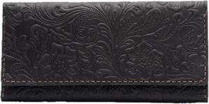 Toros Craft Handmade Western Wallets for Women, Genuine Tooled Leather & Long Credit Card Holder, Cowhide Slim Cell Phone Case, Large Capacity, Cute Clutch & Purse & Handbag