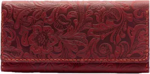 Toros Craft Handmade Western Wallets for Women, Genuine Tooled Leather & Long Credit Card Holder, Cowhide Slim Cell Phone Case, Large Capacity, Cute Clutch & Purse & Handbag