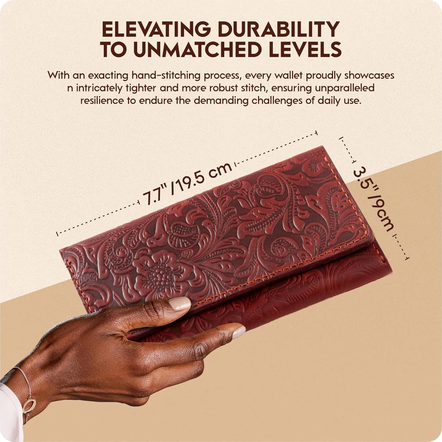 Toros Craft Handmade Western Wallets for Women, Genuine Tooled Leather & Long Credit Card Holder, Cowhide Slim Cell Phone Case, Large Capacity, Cute Clutch & Purse & Handbag
