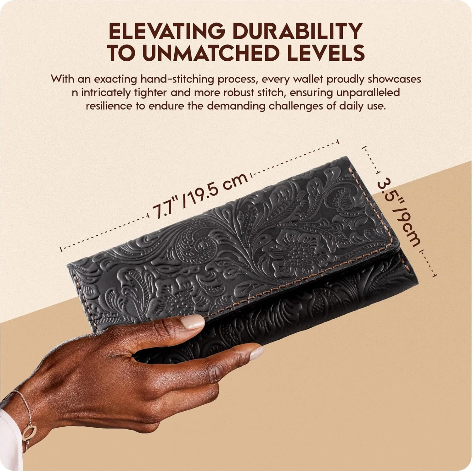 Toros Craft Handmade Western Wallets for Women, Genuine Tooled Leather & Long Credit Card Holder, Cowhide Slim Cell Phone Case, Large Capacity, Cute Clutch & Purse & Handbag