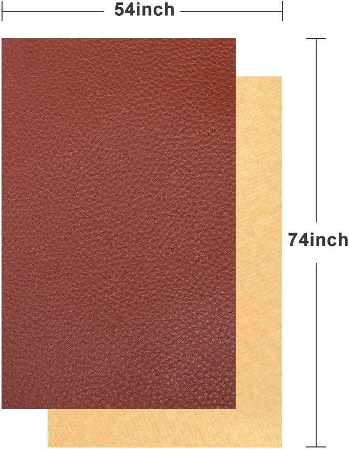 TORRAMI Soft Synthetic PU Fabric Material Faux Leather Sheets 2 Yards 54" x 72", 0.95mm Thick for Upholstery, DIY Crafts, Pebbled Pattern Brown