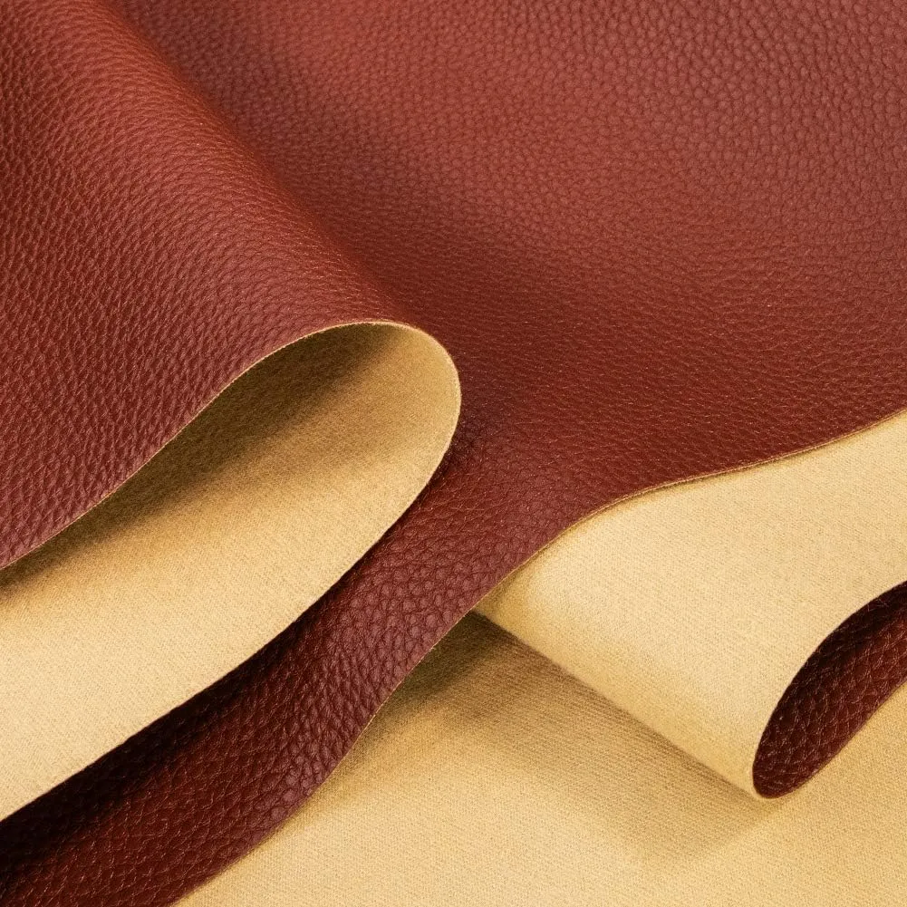 TORRAMI Soft Synthetic PU Fabric Material Faux Leather Sheets 2 Yards 54" x 72", 0.95mm Thick for Upholstery, DIY Crafts, Pebbled Pattern Brown