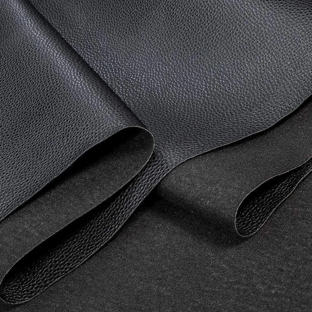 TORRAMI Soft Synthetic PU Fabric Material Faux Leather Sheets 54" x 23", 0.95mm Thick for Upholstery, DIY Crafts, Pebbled Pattern Black