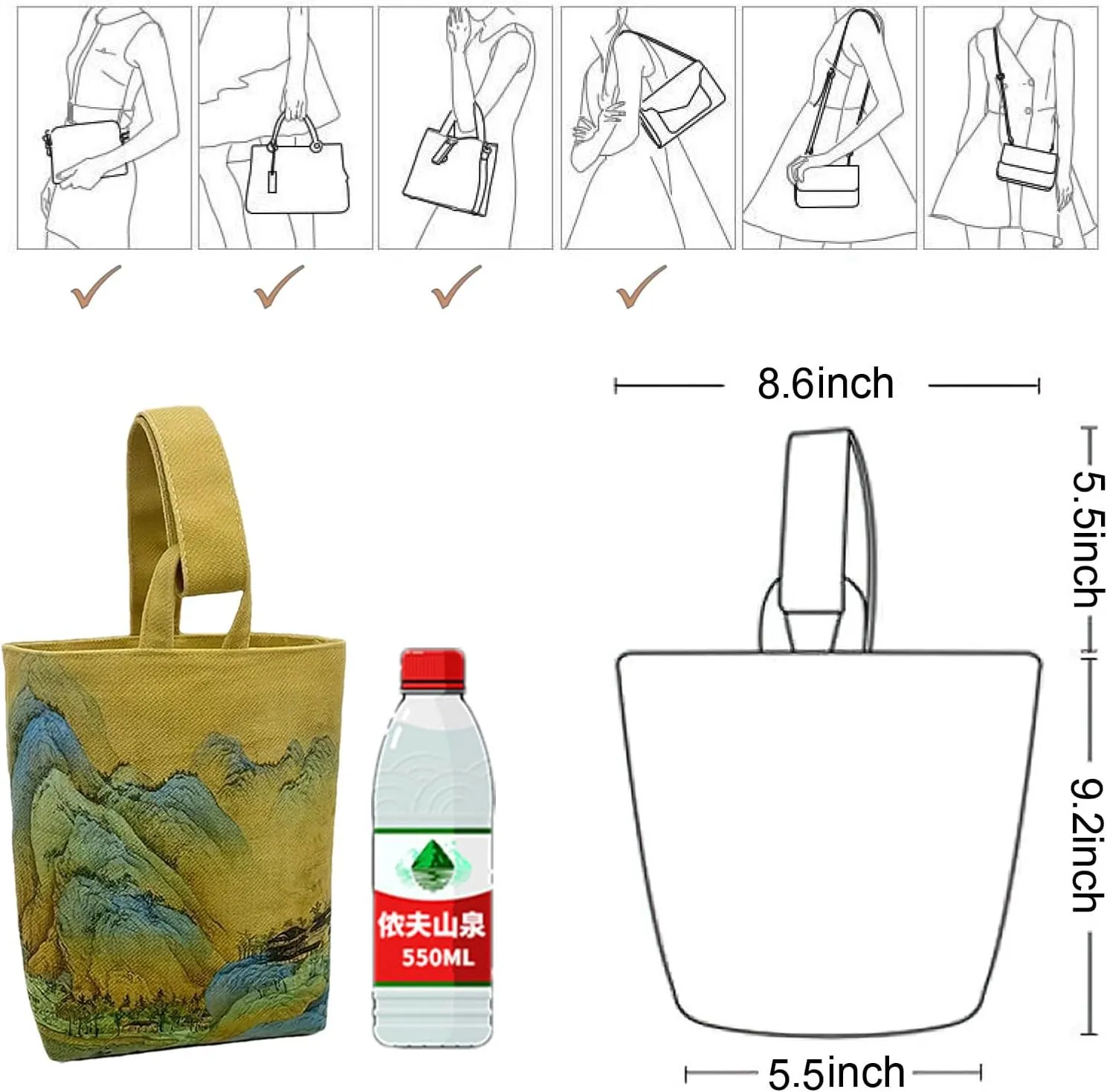 Tote Bag for Women Oxford Cloth Handbag Bucket Bag with Magnetic Snap Closure