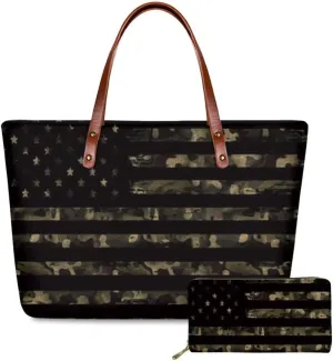 Tote Bag for Women Top Handle Satchel Purse Shoulder Handbag 2-Piece Set with Long Wallets