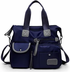 Tote Bag for Women,Multi Pockets Shoulder Handbag,Nurse Bag for Work,Large Cross body Purse,Fashion Nylon Top Handle Satchel