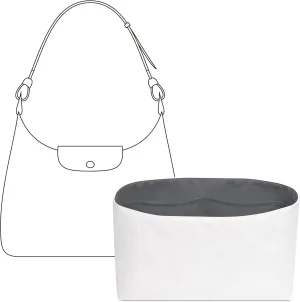 Tote Bag Organizer Insert for Longchamp Le Pliage Xtra M Hobo Bag, Custom Fit Inside Premium Slate Gray Lightweight WaterResistant Purse Insert with Cup Holder Accessories
