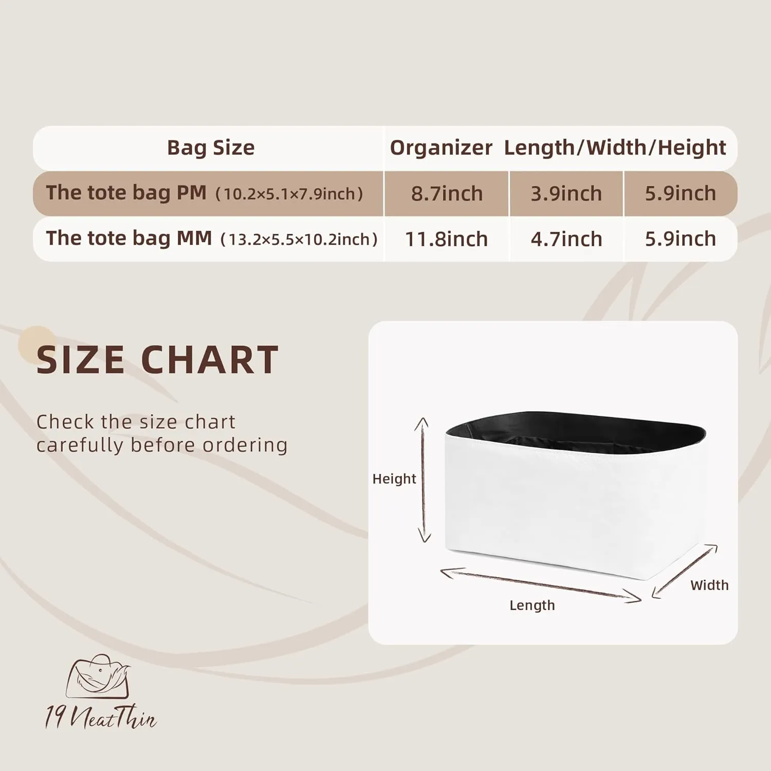 Tote Bag Organizer Insert, Lightweight Insert Compatible with M.arc Jacobs Medium Tote, Waterproof Dupontpaper Surface and Silky Satin Lining(MJ Midum, Black)