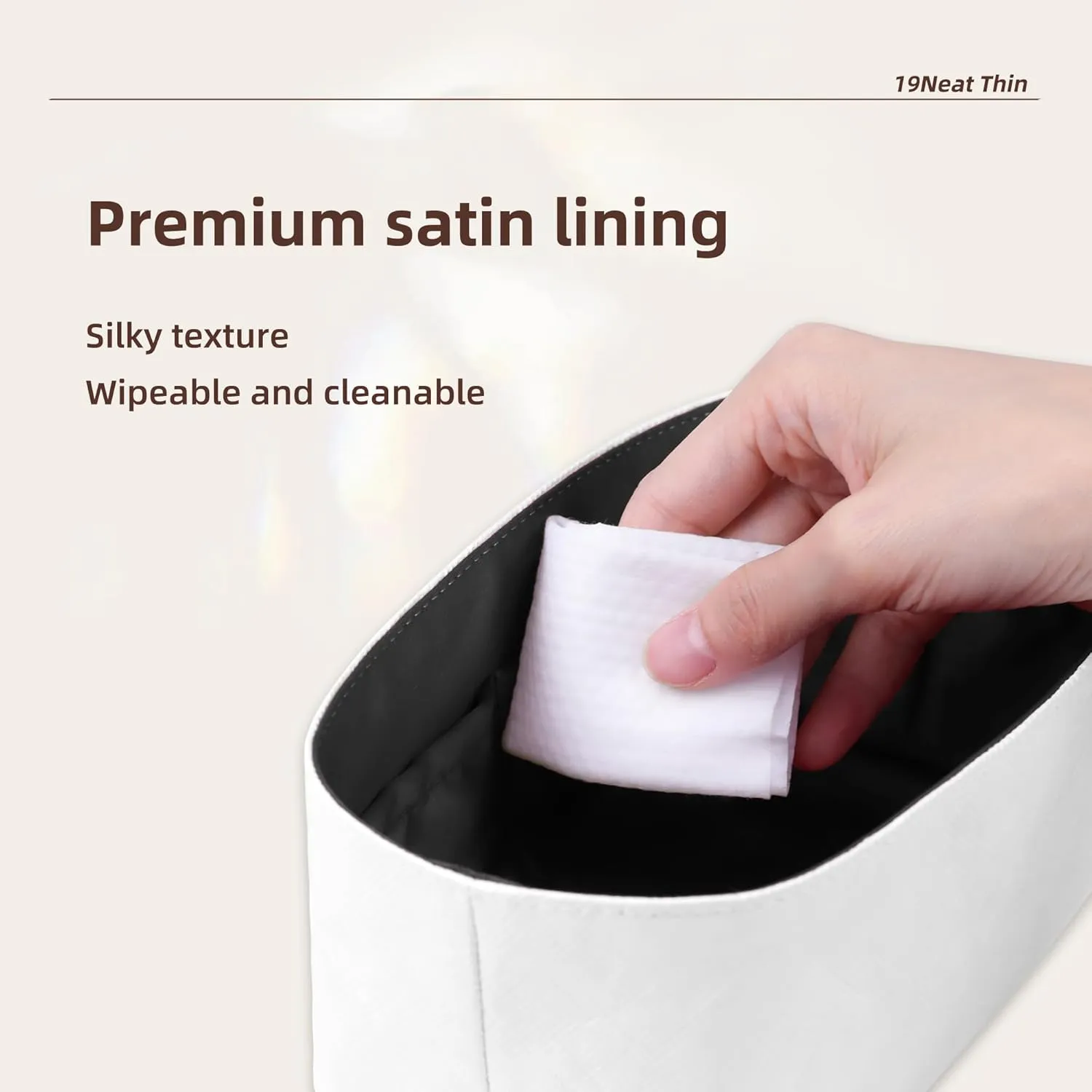 Tote Bag Organizer Insert, Lightweight Insert Compatible with M.arc Jacobs Medium Tote, Waterproof Dupontpaper Surface and Silky Satin Lining(MJ Midum, Black)