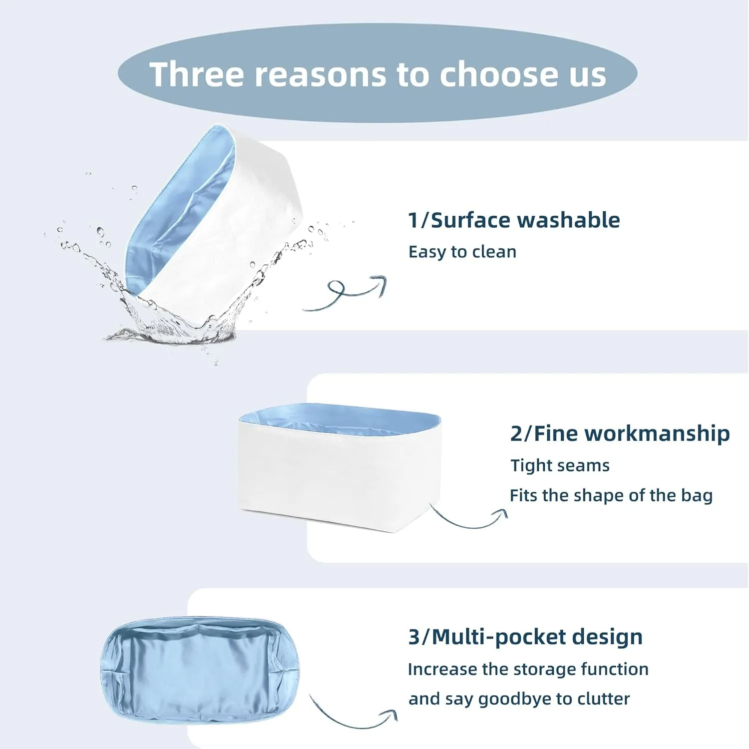Tote Bag Organizer Insert, Lightweight Insert Compatible with M.arc Jacobs Medium Tote, Waterproof Dupontpaper Surface and Silky Satin Lining(MJ Midum, Celeste)