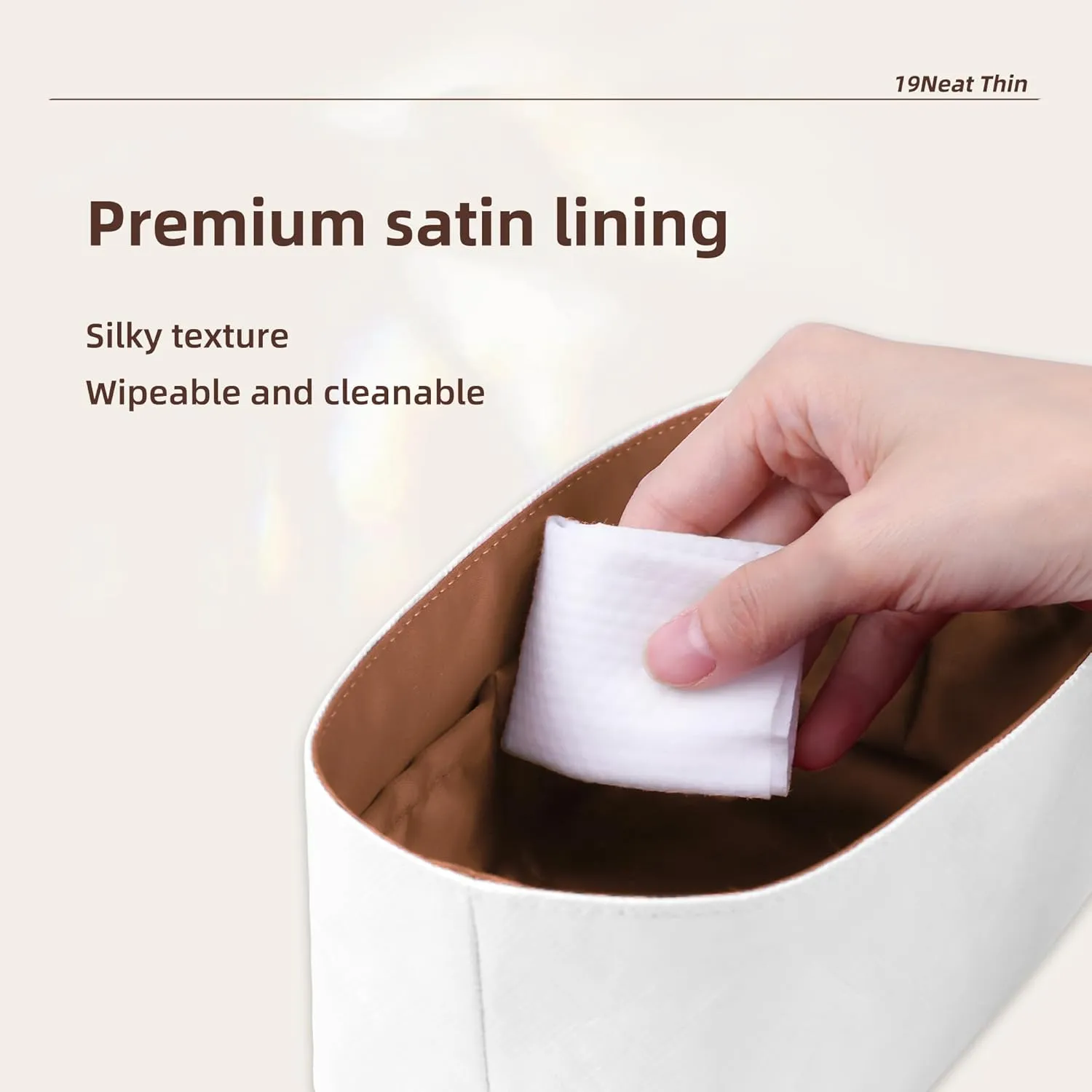 Tote Bag Organizer Insert, Lightweight Insert Compatible with M.arc Jacobs Medium Tote, Waterproof Dupontpaper Surface and Silky Satin Lining(MJ Midum, Gold)