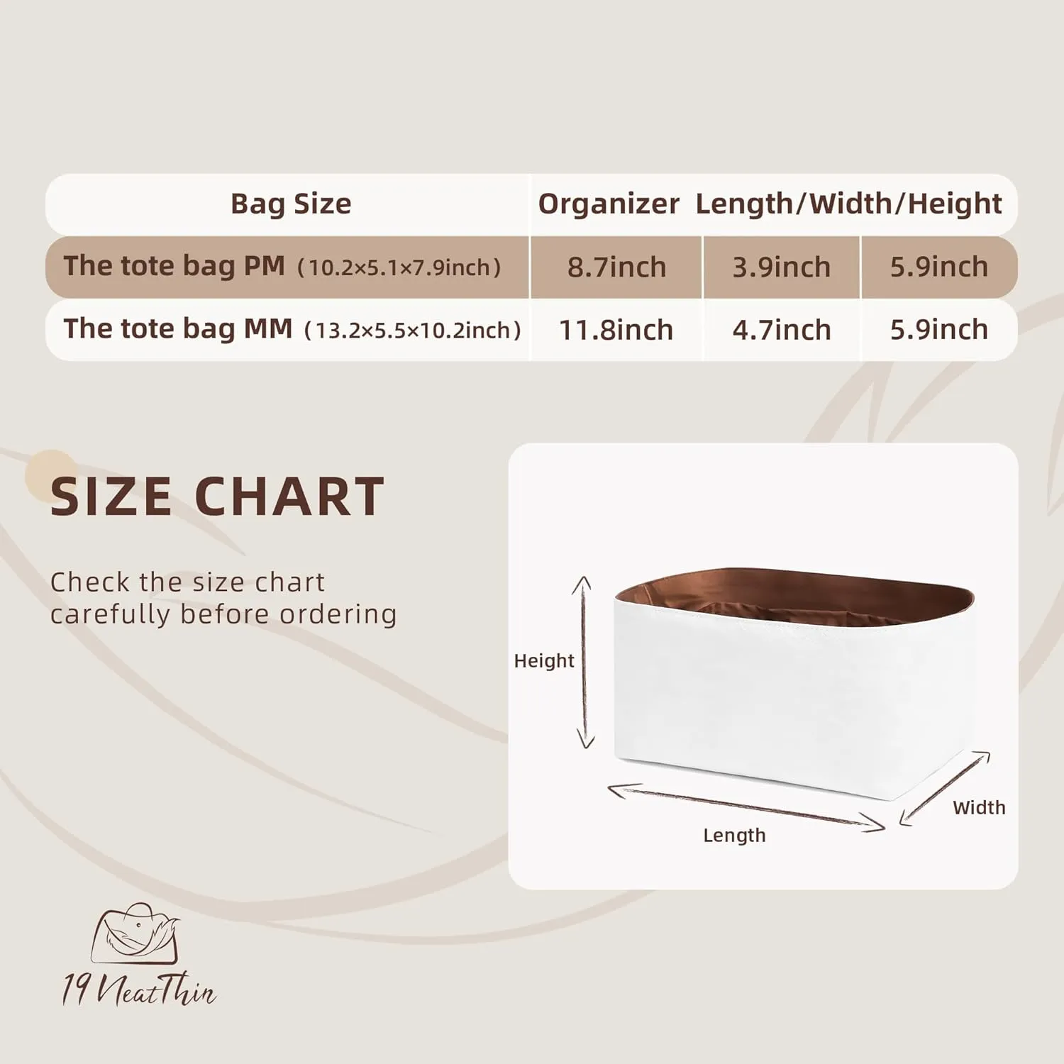 Tote Bag Organizer Insert, Lightweight Insert Compatible with M.arc Jacobs Medium Tote, Waterproof Dupontpaper Surface and Silky Satin Lining(MJ Midum, Gold)