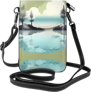 Tranquil Lakes Printed Women's Crossbody Phone Bag - Perfect for Travel and Shopping