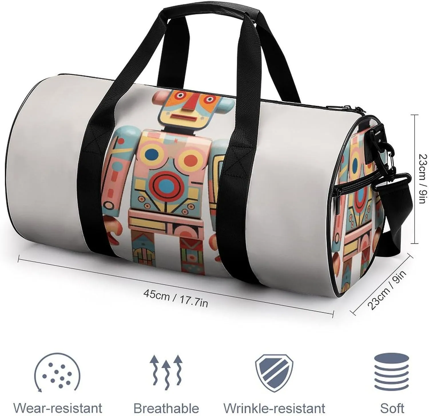 Travel Duffel Bag for Men And Women,Wooden Figures Waterproof Sports Fitness Bag Portable Travel Duffel Bag