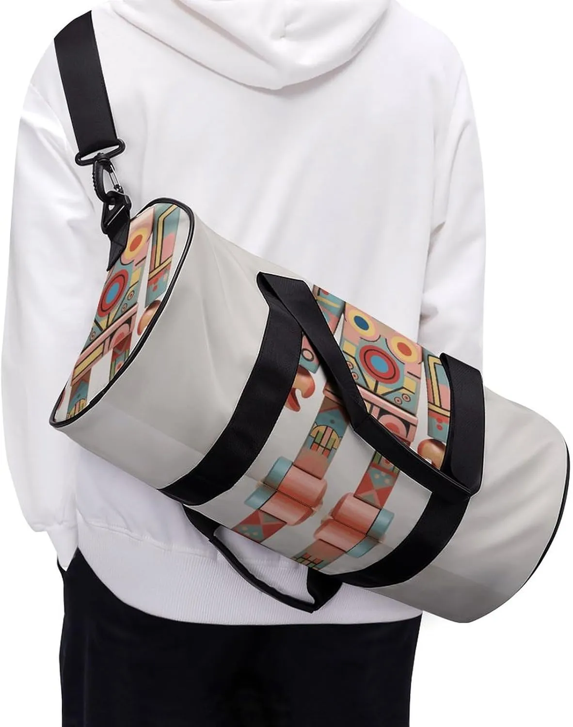 Travel Duffel Bag for Men And Women,Wooden Figures Waterproof Sports Fitness Bag Portable Travel Duffel Bag