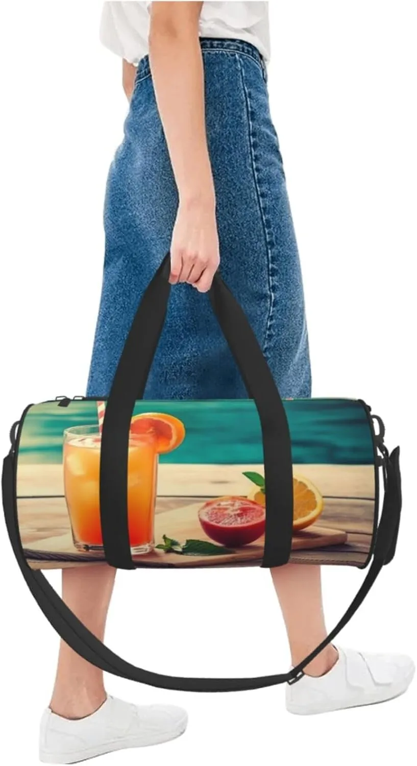 Travel Duffle Bag Weekender Bags For Men Women With Shoe Compartment Large Capacity Weekender Overnight Bag Juice On The Wooden Board Carry On Tote Bags Sport Gym Bag For Travel Yoga
