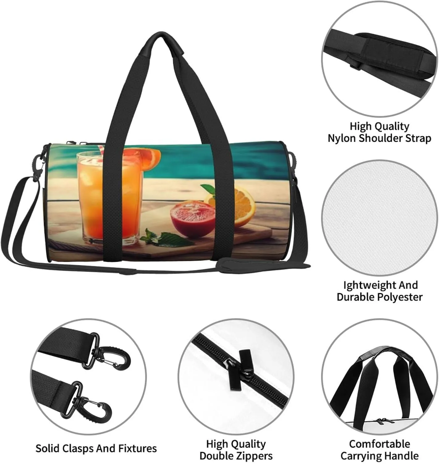 Travel Duffle Bag Weekender Bags For Men Women With Shoe Compartment Large Capacity Weekender Overnight Bag Juice On The Wooden Board Carry On Tote Bags Sport Gym Bag For Travel Yoga
