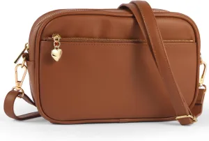 Triple Zip Small Crossbody Bag for women Pu Leather Purses Small Shoulder Handbag