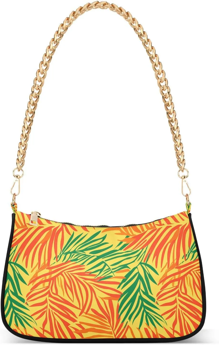 Tropical Leaves Illustration Style trendy chain small shoulder bags hand bag for ladies