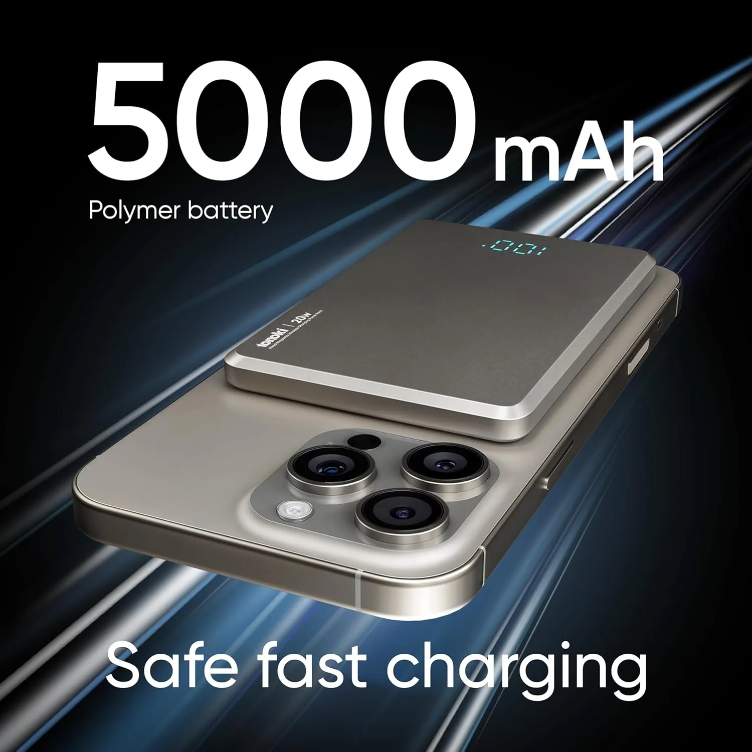 Ultra-Slim Magnetic Power Bank, Aluminum Wireless Portable Charger, Fast Charging USB-C Battery Pack for iPhone 15/14/13/12 & MagSafe, Android Wireless Charging Devices (Gray, 5000)
