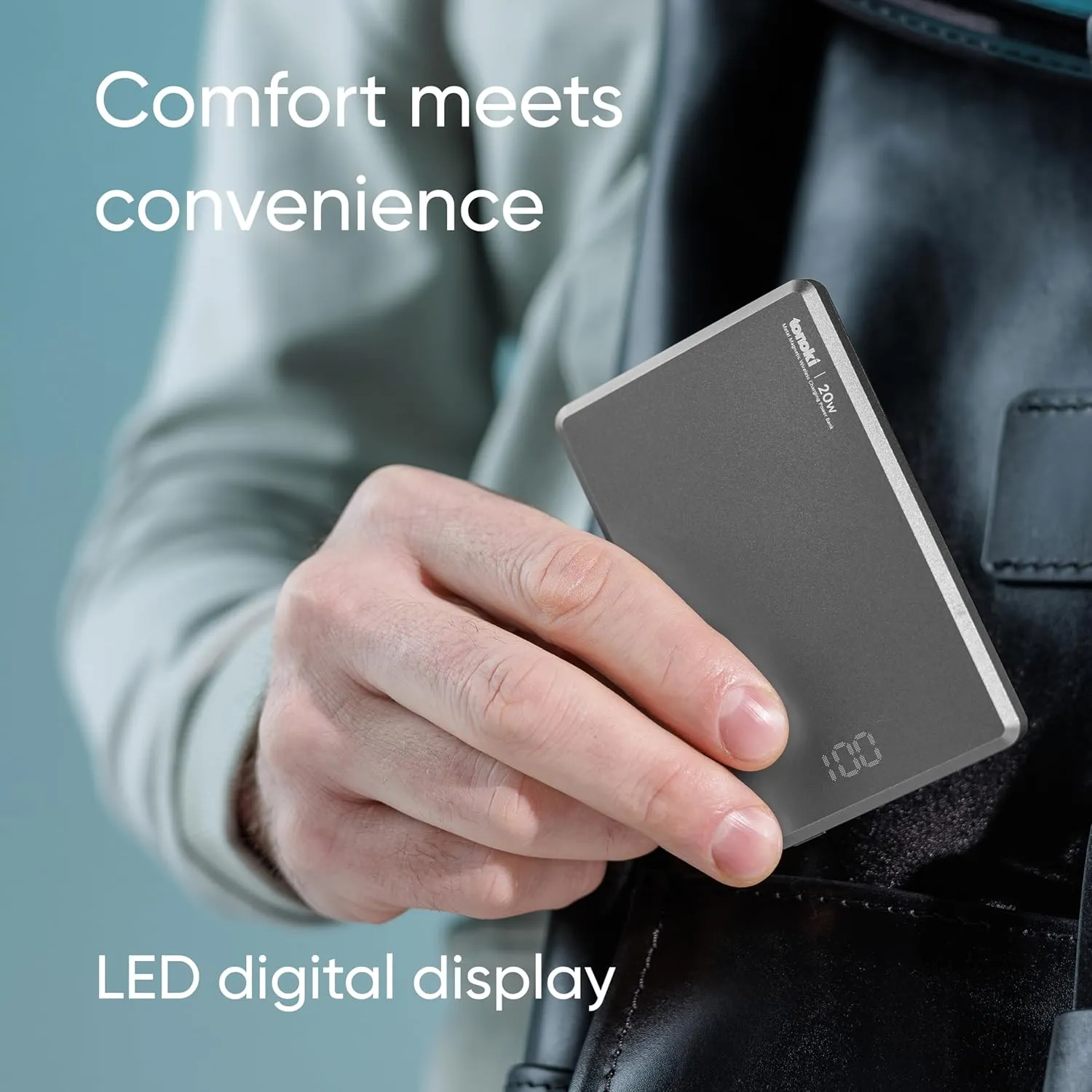 Ultra-Slim Magnetic Power Bank, Aluminum Wireless Portable Charger, Fast Charging USB-C Battery Pack for iPhone 15/14/13/12 & MagSafe, Android Wireless Charging Devices (Gray, 5000)