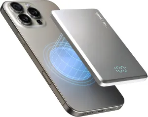 Ultra-Slim Magnetic Power Bank, Aluminum Wireless Portable Charger, Fast Charging USB-C Battery Pack for iPhone 15/14/13/12 & MagSafe, Android Wireless Charging Devices (Gray, 5000)