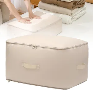 Ultra Space Saving Self Compression Organizer, 2025 New Space Saver Quilt Compression Storage Bag, Portable Space Saver Storage Packing Bags for Comforters, Blankets, Bedding (Beige, L - 54*42*30 cm)