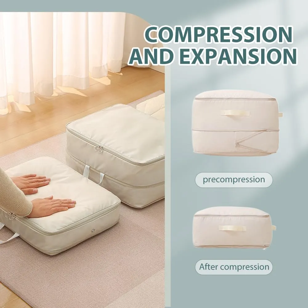 Ultra Space Saving Self Compression Organizer, 2025 New Space Saver Quilt Compression Storage Bag, Portable Space Saver Storage Packing Bags for Comforters, Blankets, Bedding (Pink, L - 54*42*30 cm)